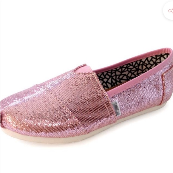 toms pink glitter shoes